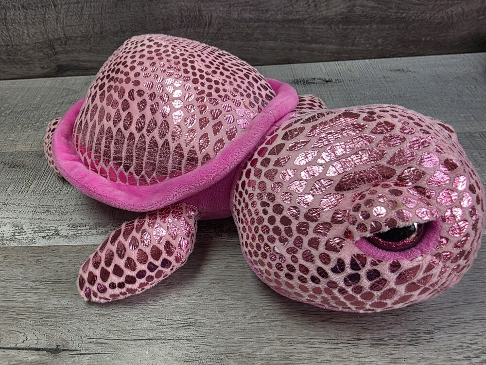 KellyToy Plush 13" Pink Sea Turtle Sparkle Big Eyes Stuffed Animal Ocean b145